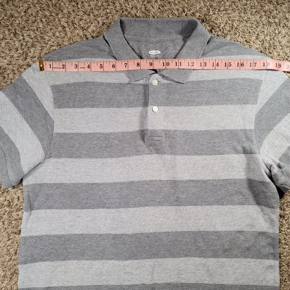Old Navy Striped Short Sleeve Polo Men's Size Medium Grey - Picture 5 of 10